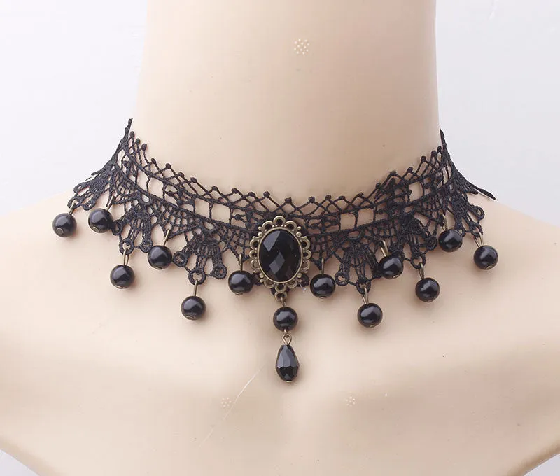 Vintage Victorian Crystal Tassel Choker Necklace