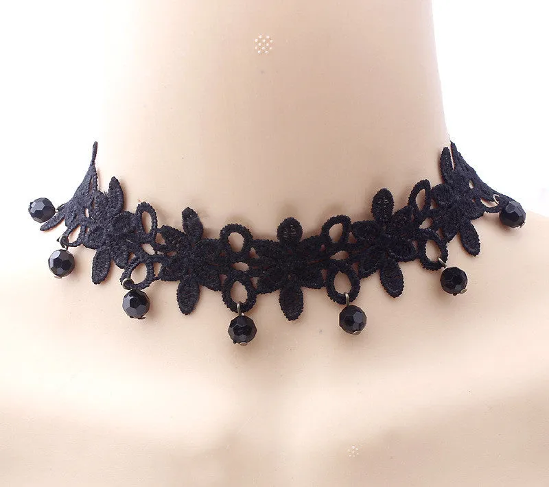 Vintage Victorian Crystal Tassel Choker Necklace