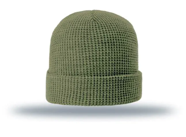 Waffle Beanie with Custom Leather patch