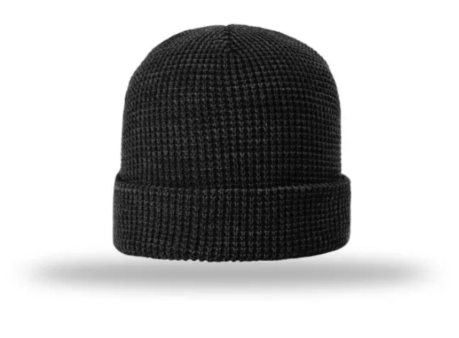 Waffle Beanie with Custom Leather patch