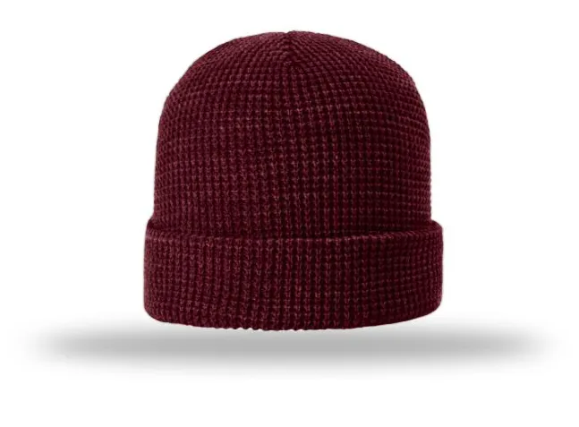 Waffle Beanie with Custom Leather patch