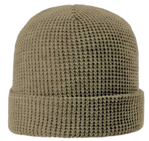 Waffle Beanie with Custom Leather patch