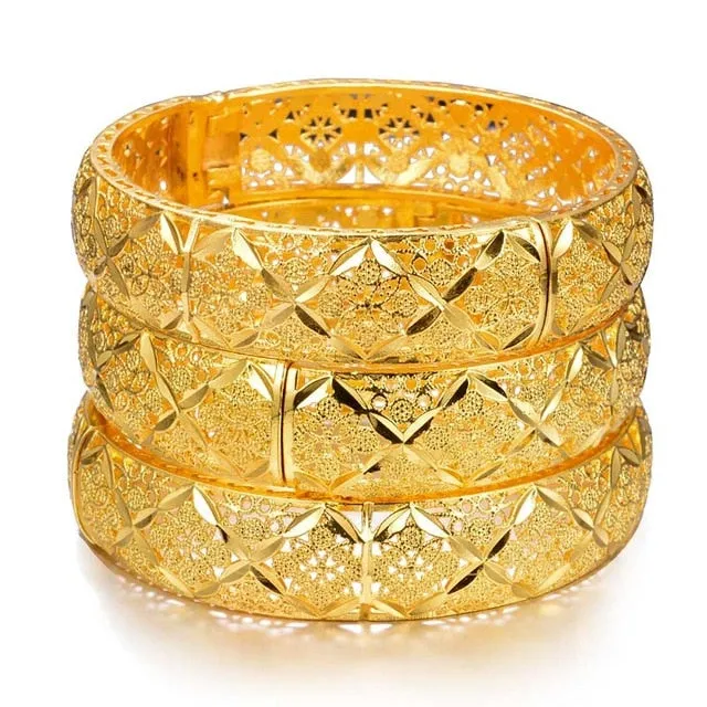 WANDO New Fashion lady Luxury Gold Color Jewelry Bangles Ethiopian African Women Dubai Bracelet Party wedding Halloween Gifts