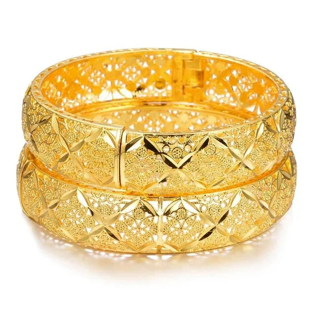 WANDO New Fashion lady Luxury Gold Color Jewelry Bangles Ethiopian African Women Dubai Bracelet Party wedding Halloween Gifts