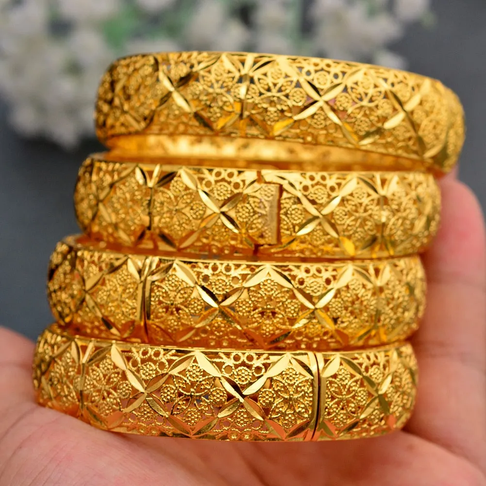 WANDO New Fashion lady Luxury Gold Color Jewelry Bangles Ethiopian African Women Dubai Bracelet Party wedding Halloween Gifts