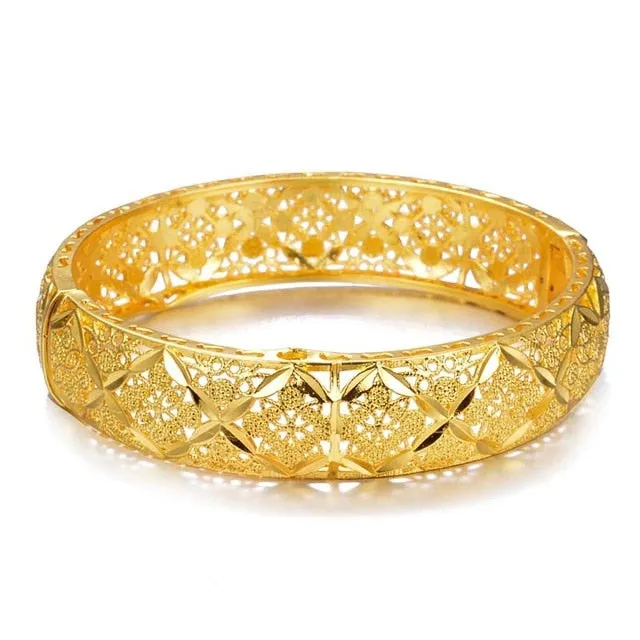 WANDO New Fashion lady Luxury Gold Color Jewelry Bangles Ethiopian African Women Dubai Bracelet Party wedding Halloween Gifts