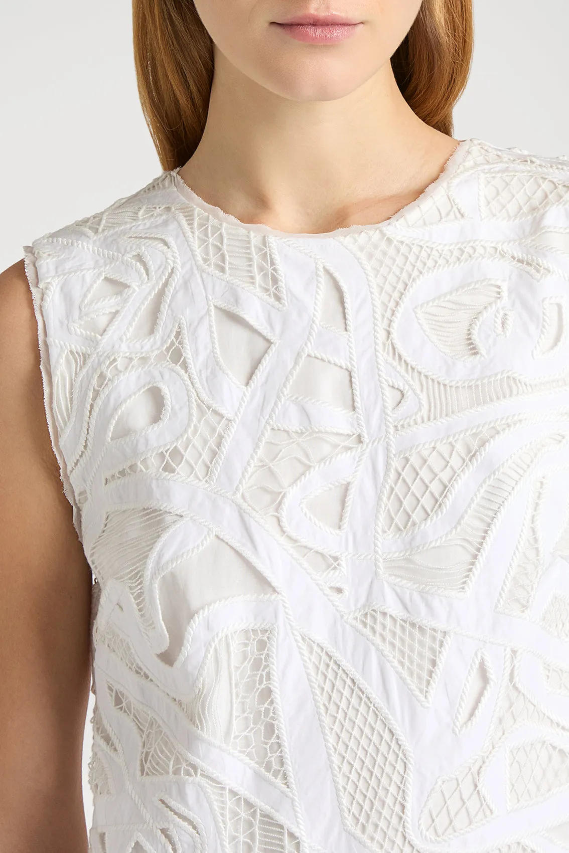 WEAVING-INSPIRED LACE DRESS
