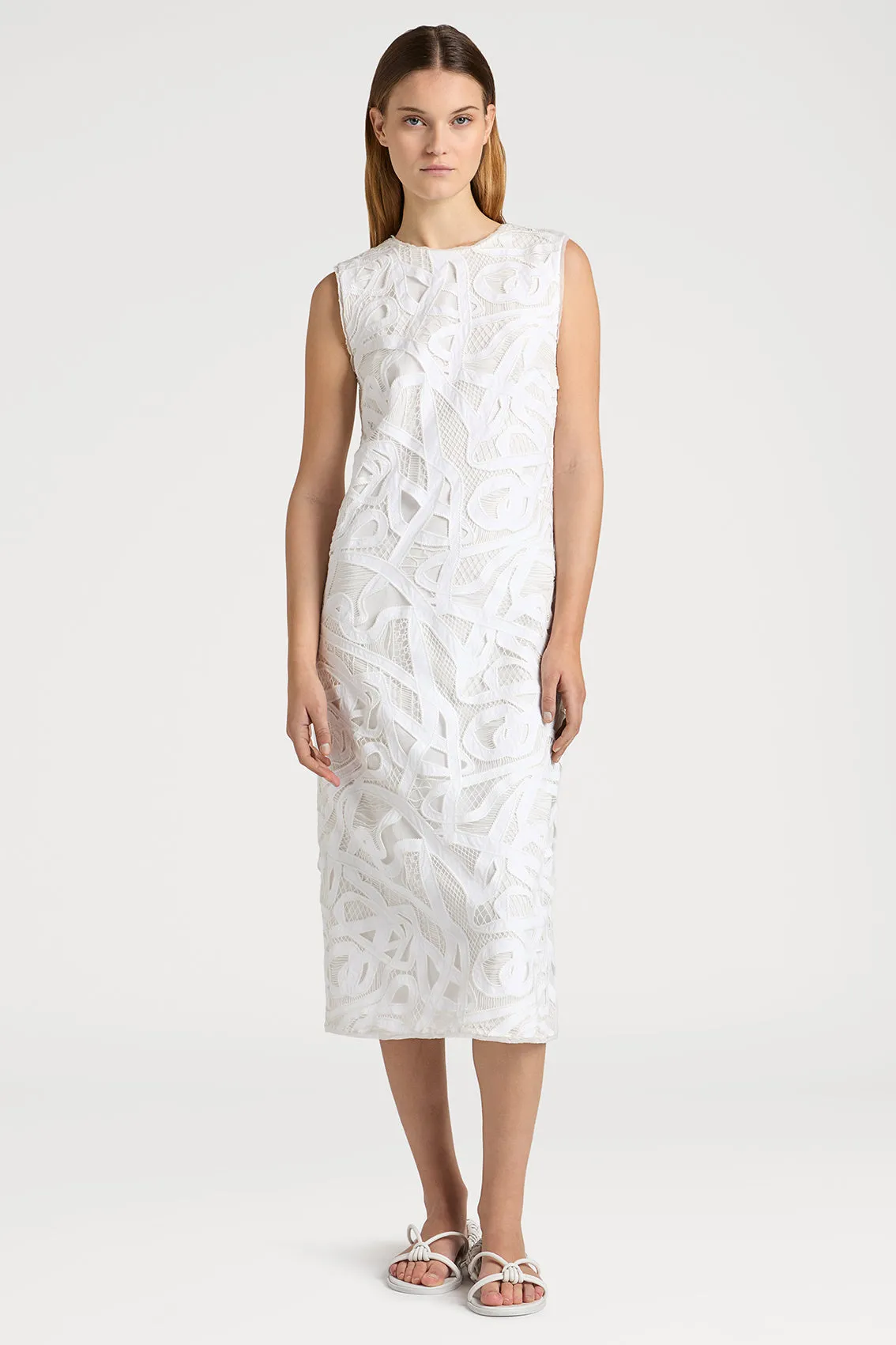 WEAVING-INSPIRED LACE DRESS