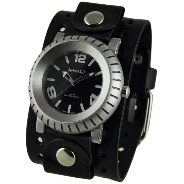 Wheelmen Black Watch with Black Leather Wide Cuff