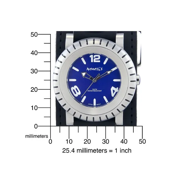 Wheelmen Blue Watch with Stitched Black Leather Cuff