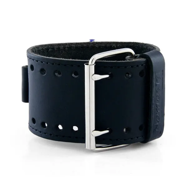 Wheelmen Blue Watch with Stitched Black Leather Cuff