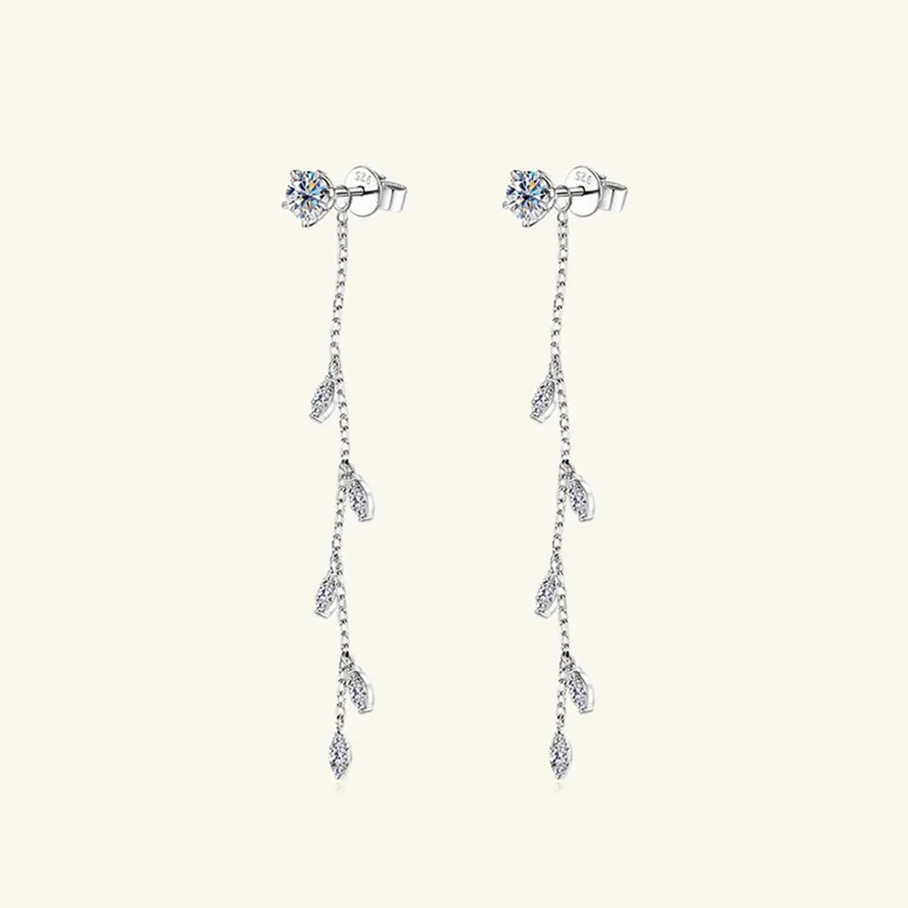 Whispering Willow Moissanite Leaf Earrings