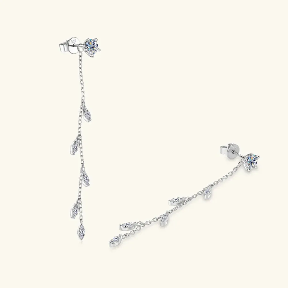 Whispering Willow Moissanite Leaf Earrings