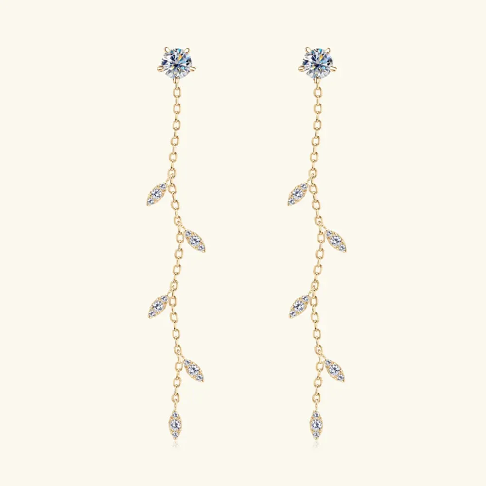 Whispering Willow Moissanite Leaf Earrings