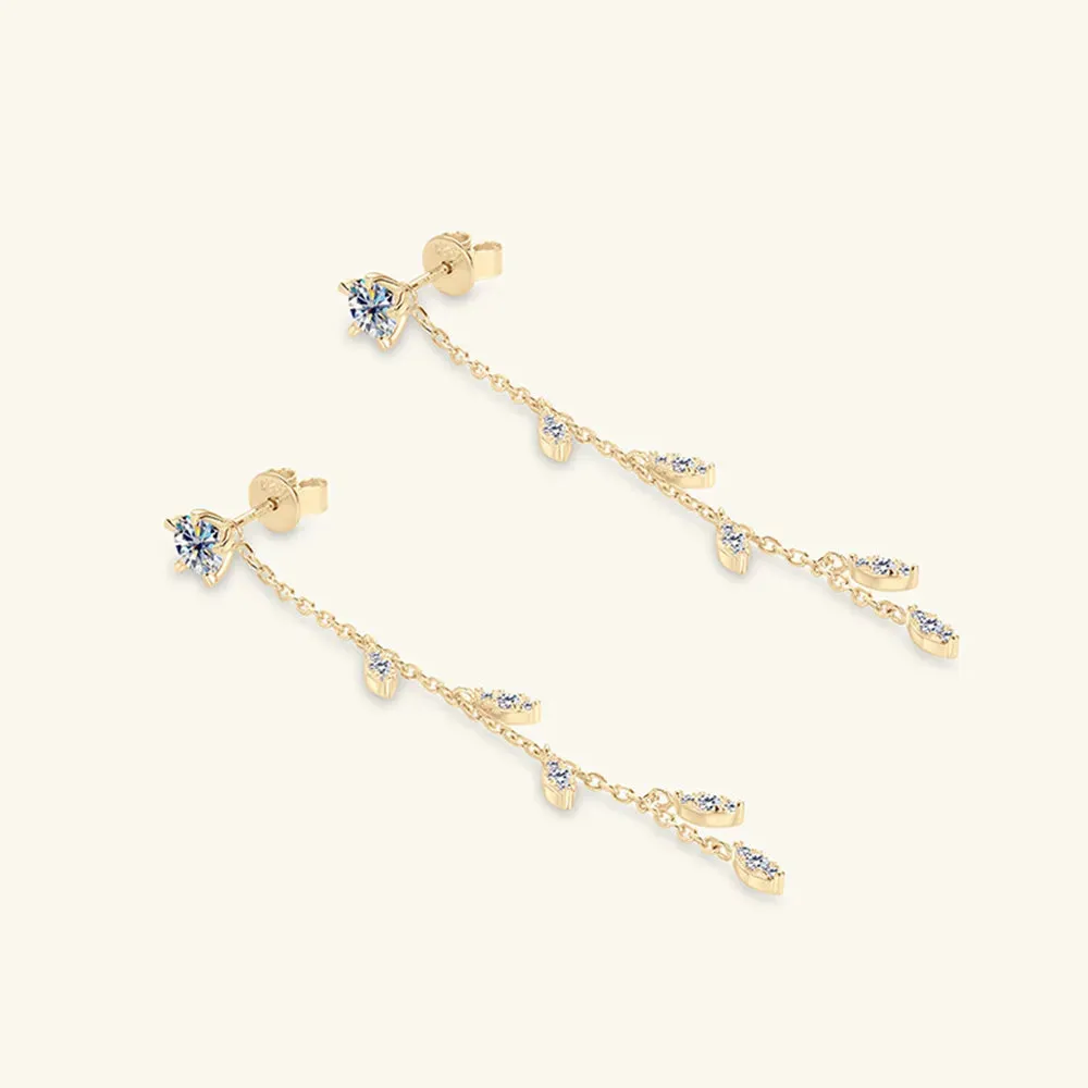 Whispering Willow Moissanite Leaf Earrings