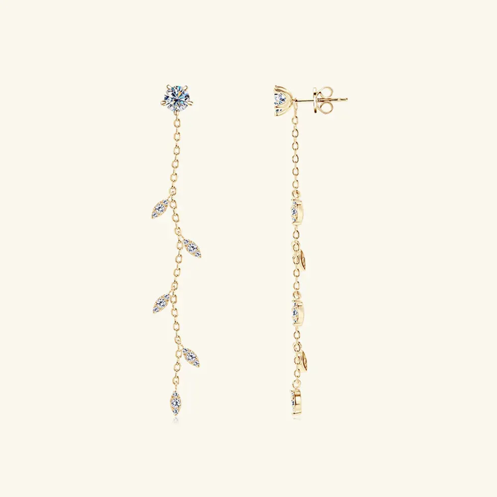 Whispering Willow Moissanite Leaf Earrings