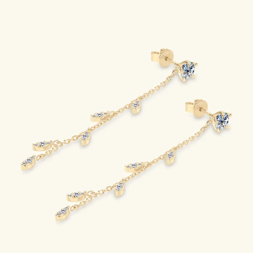 Whispering Willow Moissanite Leaf Earrings