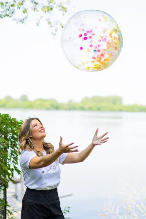 White and Pink Glitter Inflatable Beach Ball