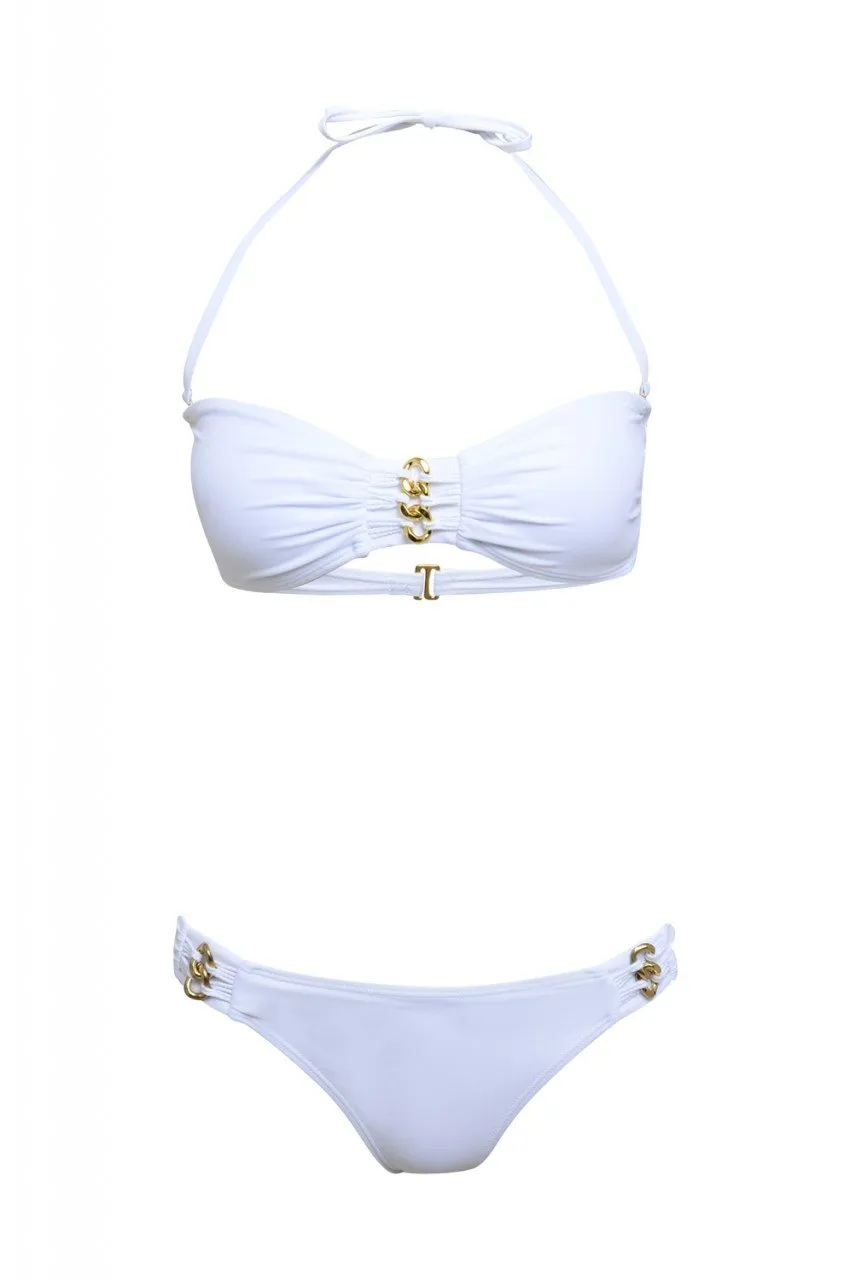 White Bandeau Style Bikini