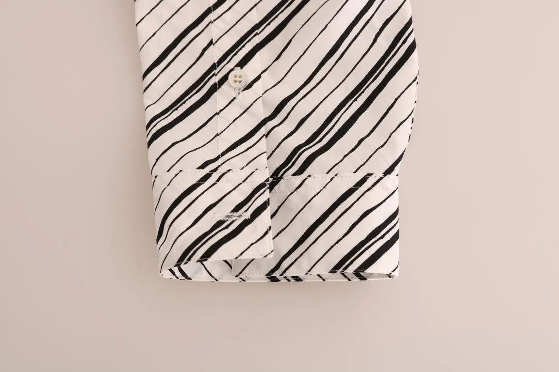 White Black Striped Formal Shirt