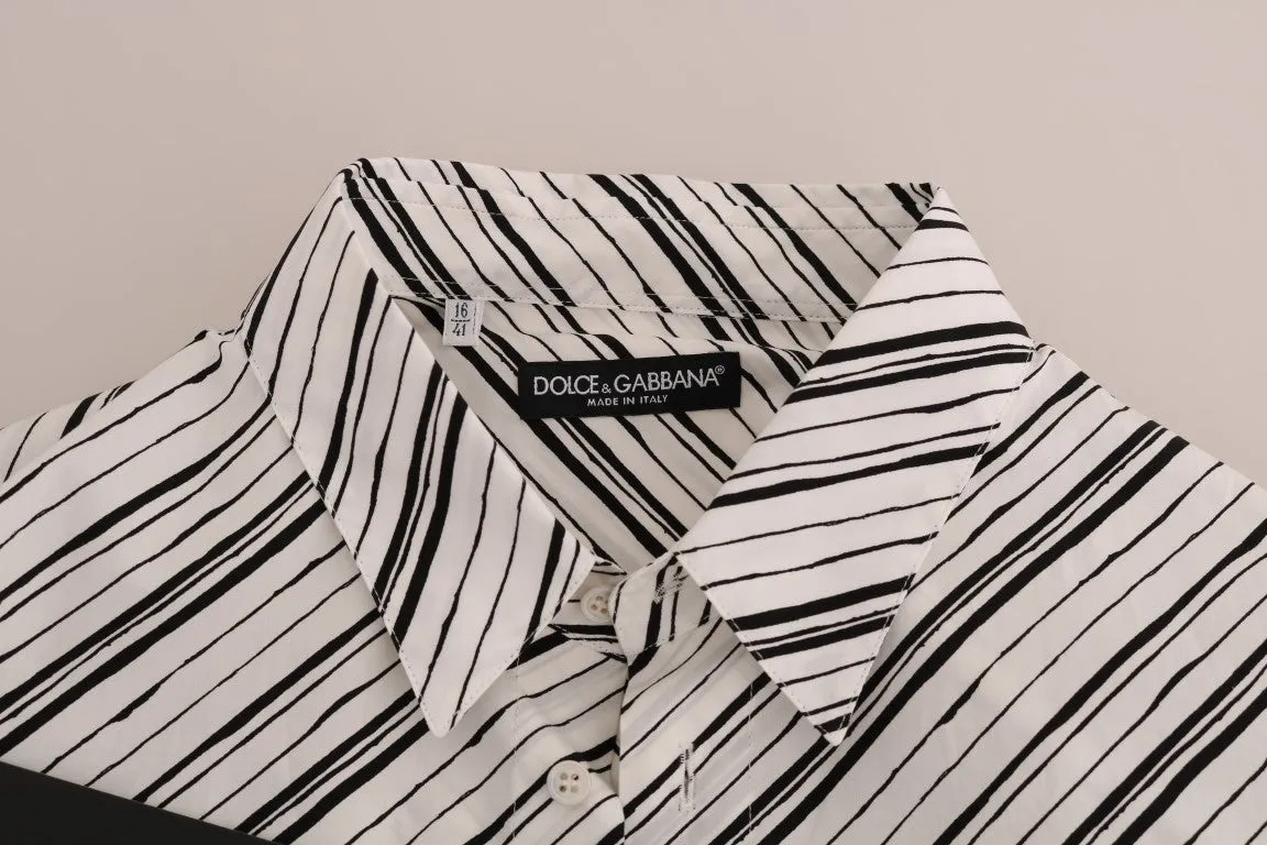 White Black Striped Formal Shirt
