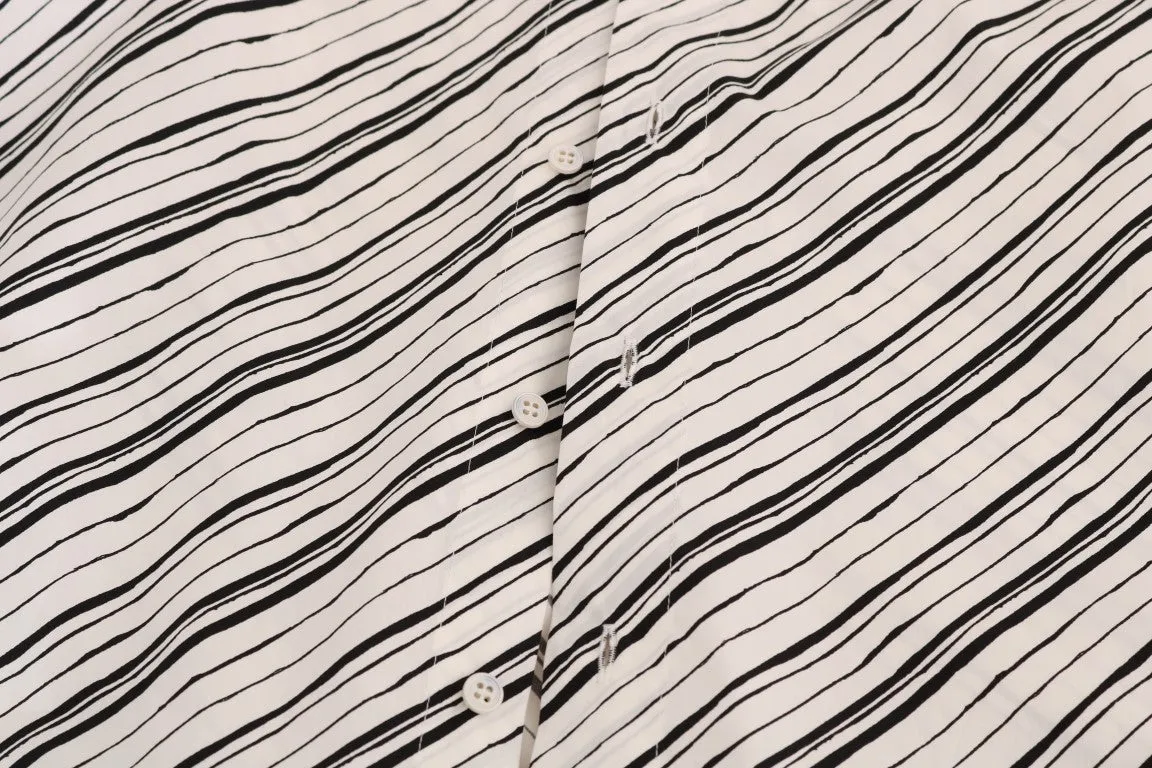 White Black Striped Formal Shirt