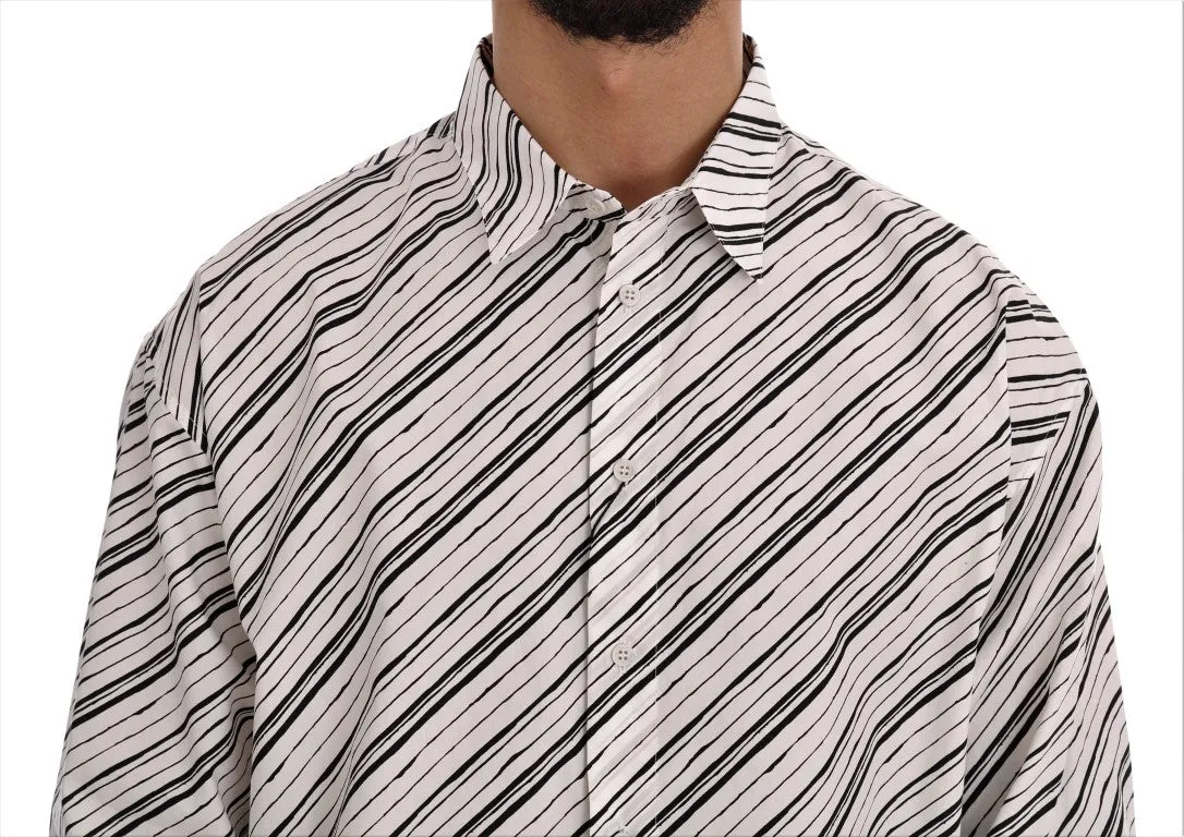 White Black Striped Formal Shirt