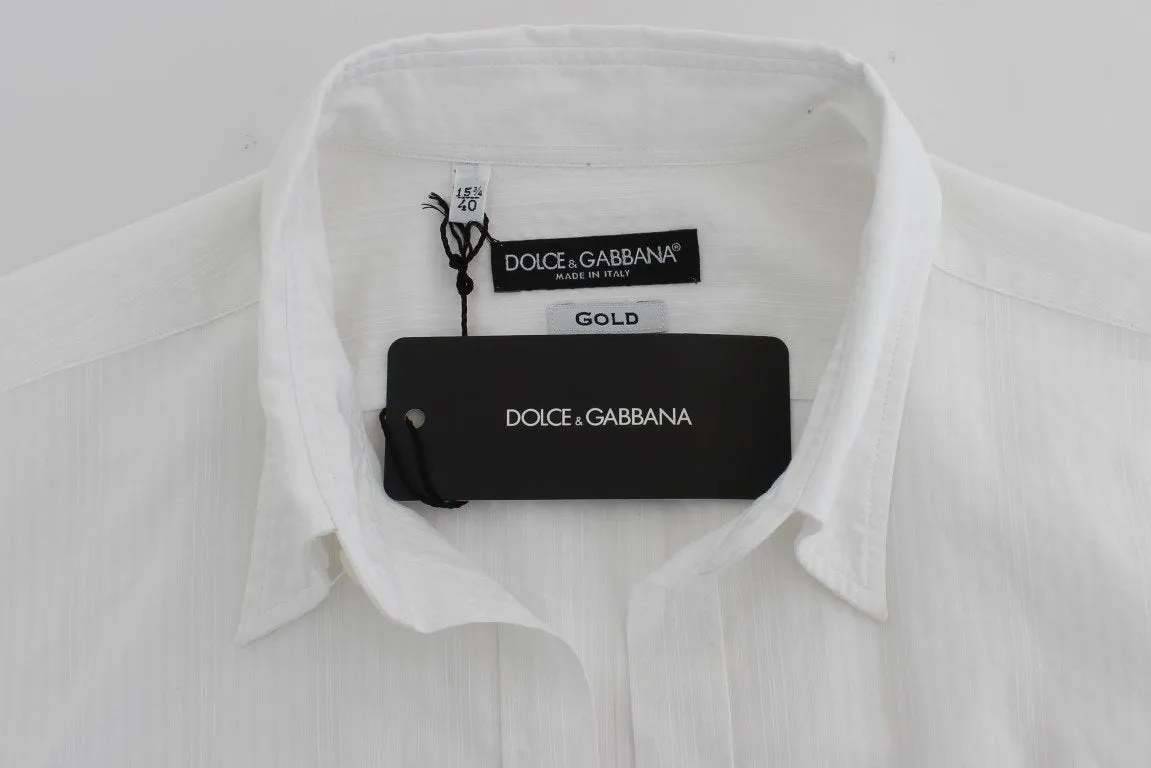 White Cotton Dress GOLD Slim Fit Shirt