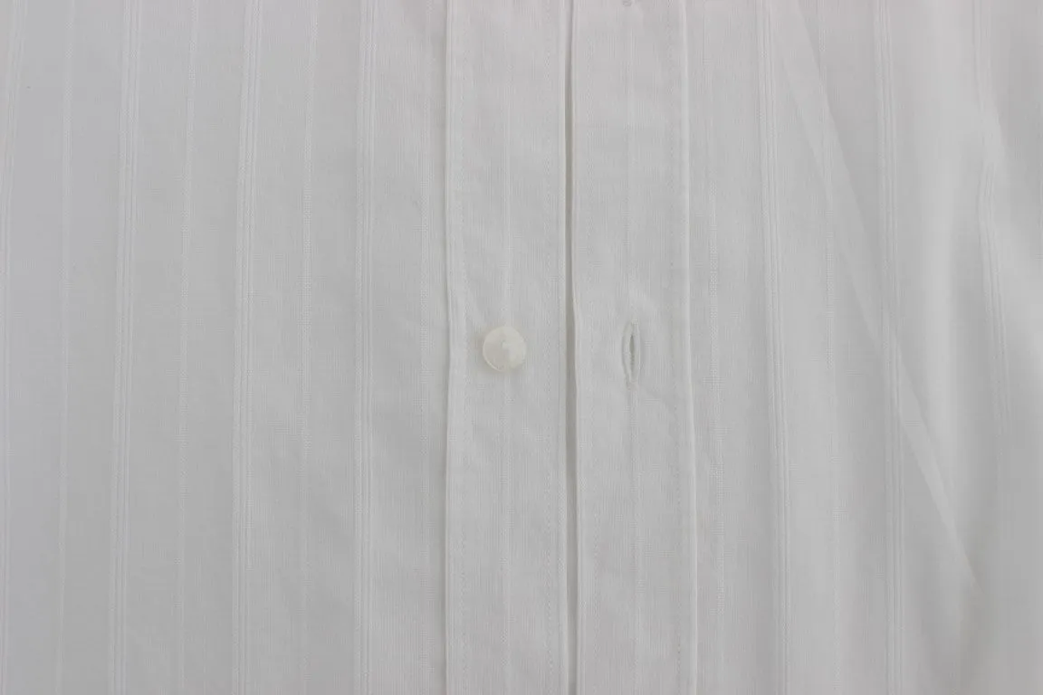 White Cotton Dress GOLD Slim Fit Shirt