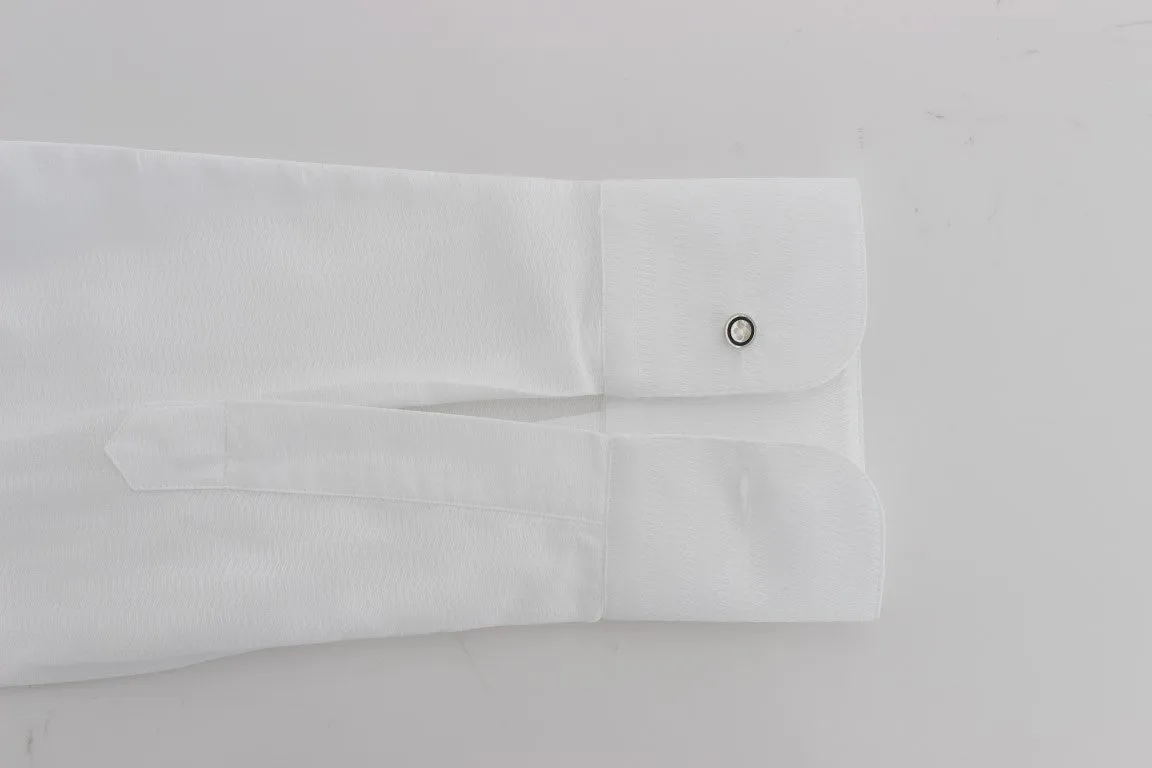 White Cotton Dress GOLD Slim Fit Shirt
