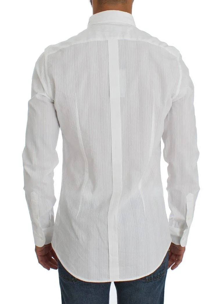 White Cotton Dress GOLD Slim Fit Shirt
