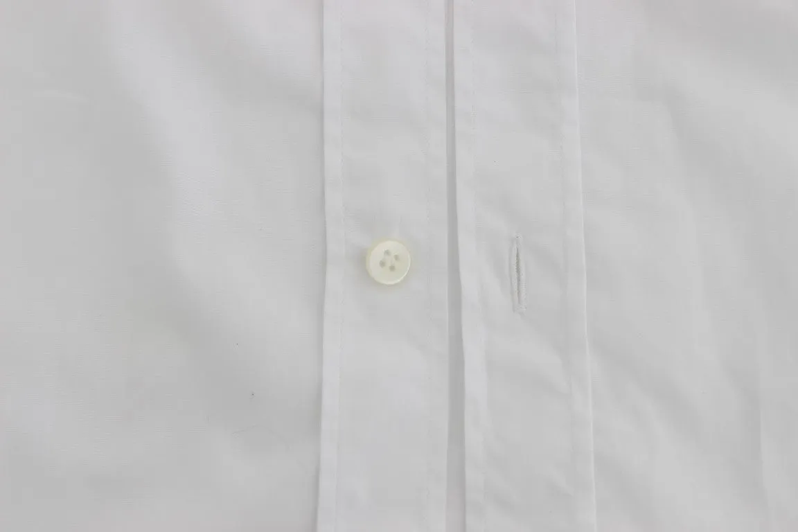 White Cotton Dress GOLD Slim Fit Shirt