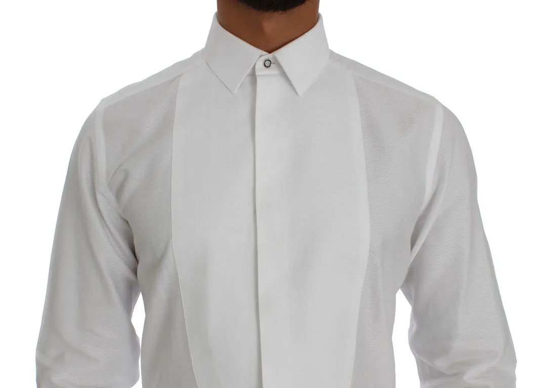 White Cotton Dress GOLD Slim Fit Shirt