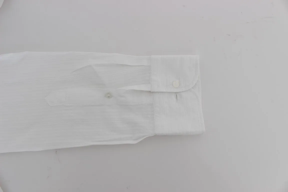 White Cotton Dress GOLD Slim Fit Shirt