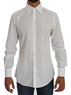 White Cotton Dress GOLD Slim Fit Shirt