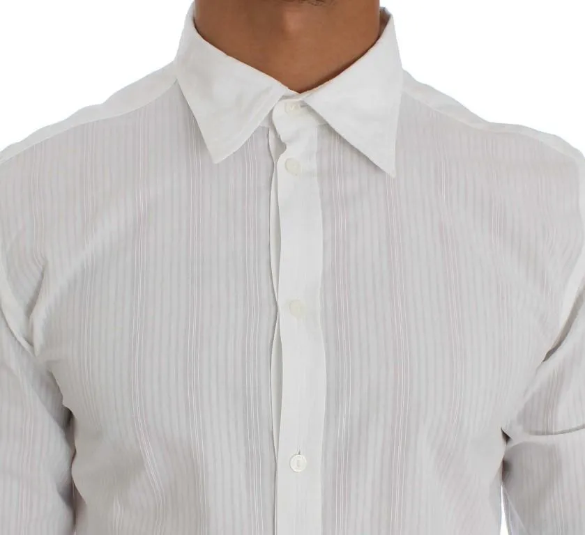 White Cotton Dress GOLD Slim Fit Shirt