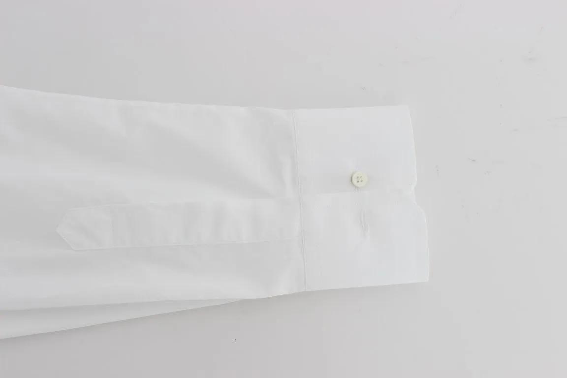 White Cotton Dress GOLD Slim Fit Shirt