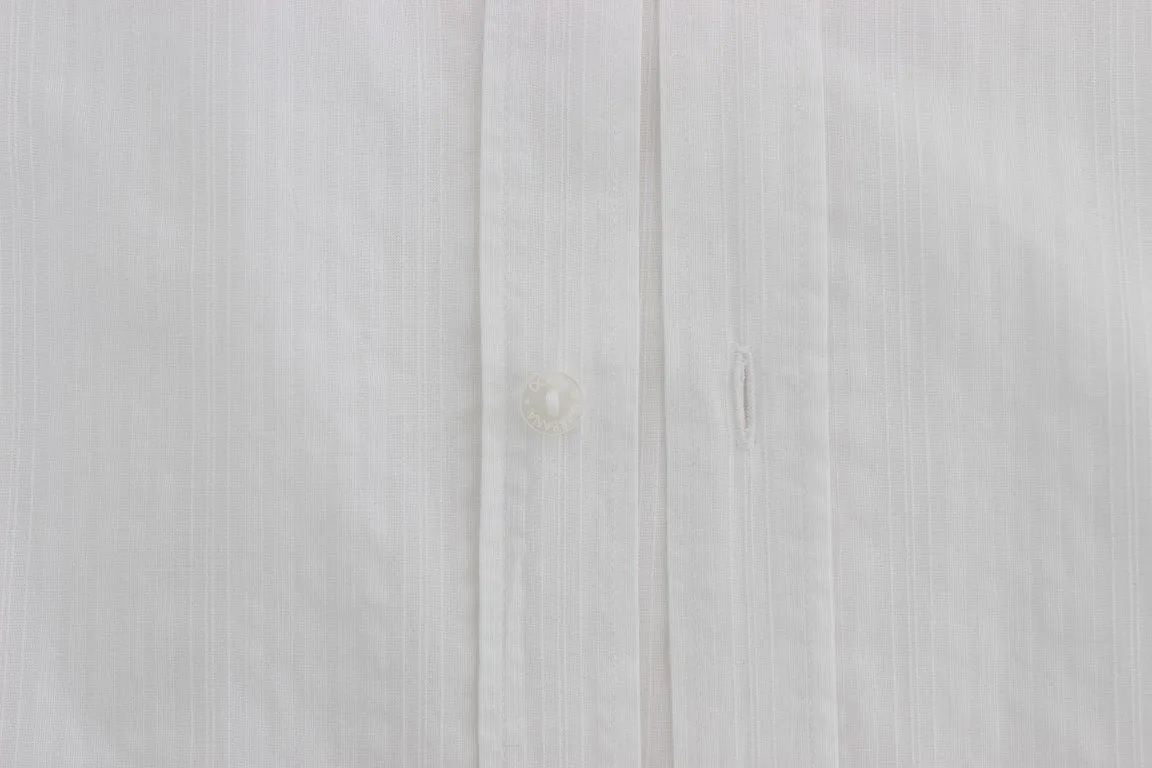 White Cotton Dress GOLD Slim Fit Shirt