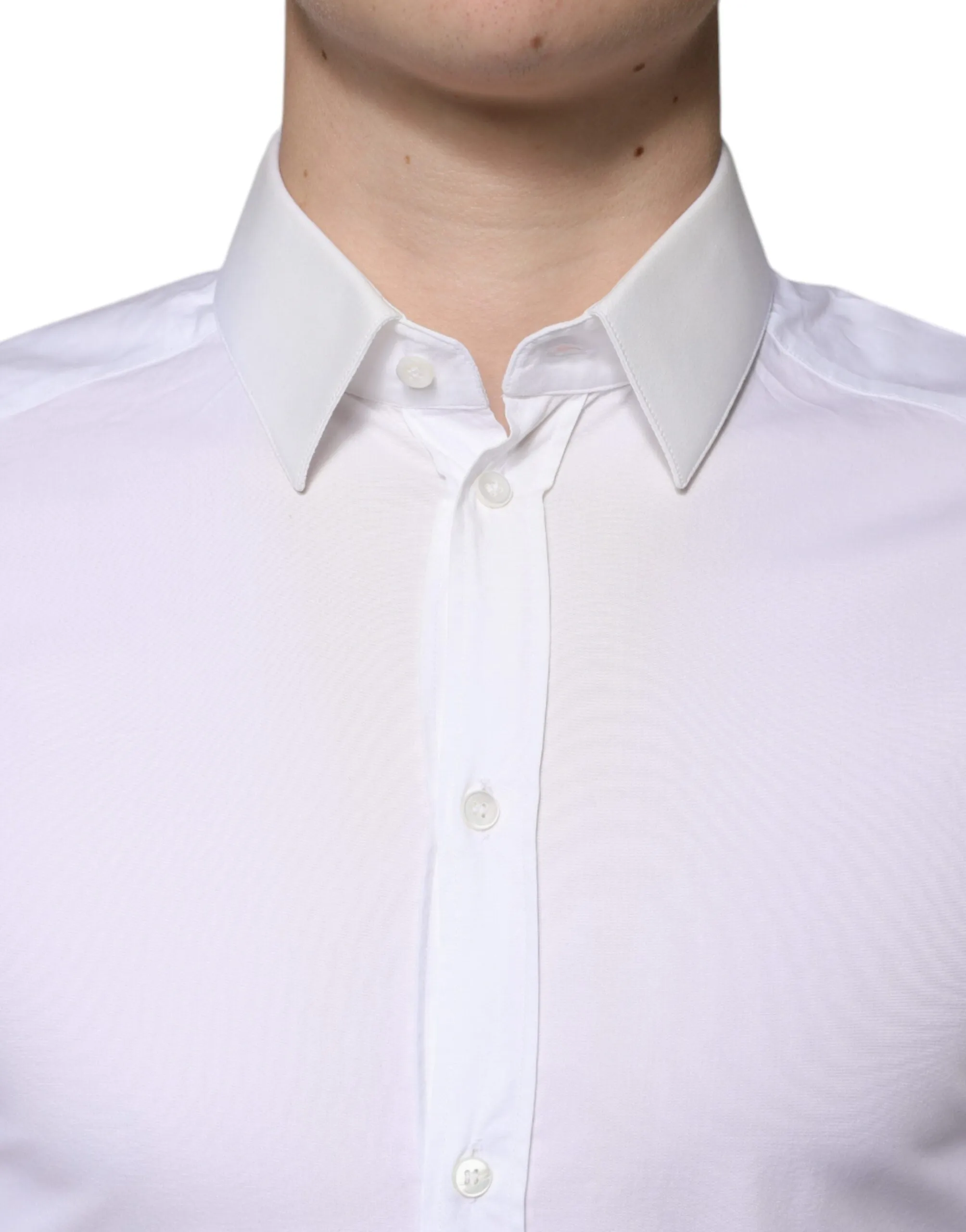 White Cotton Formal Men GOLD Dress Shirt