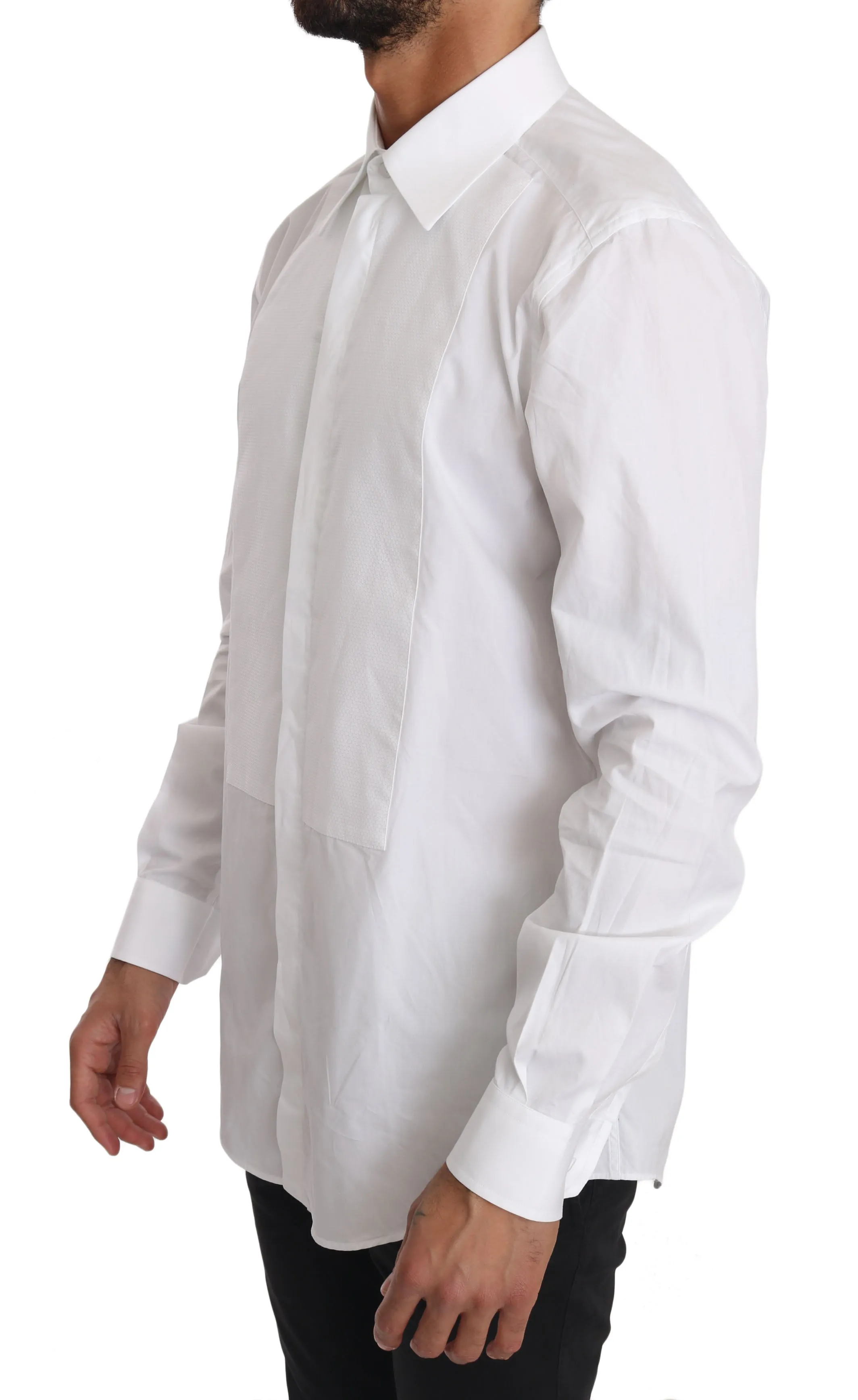 White Cotton GOLD Tuxedo Shirt