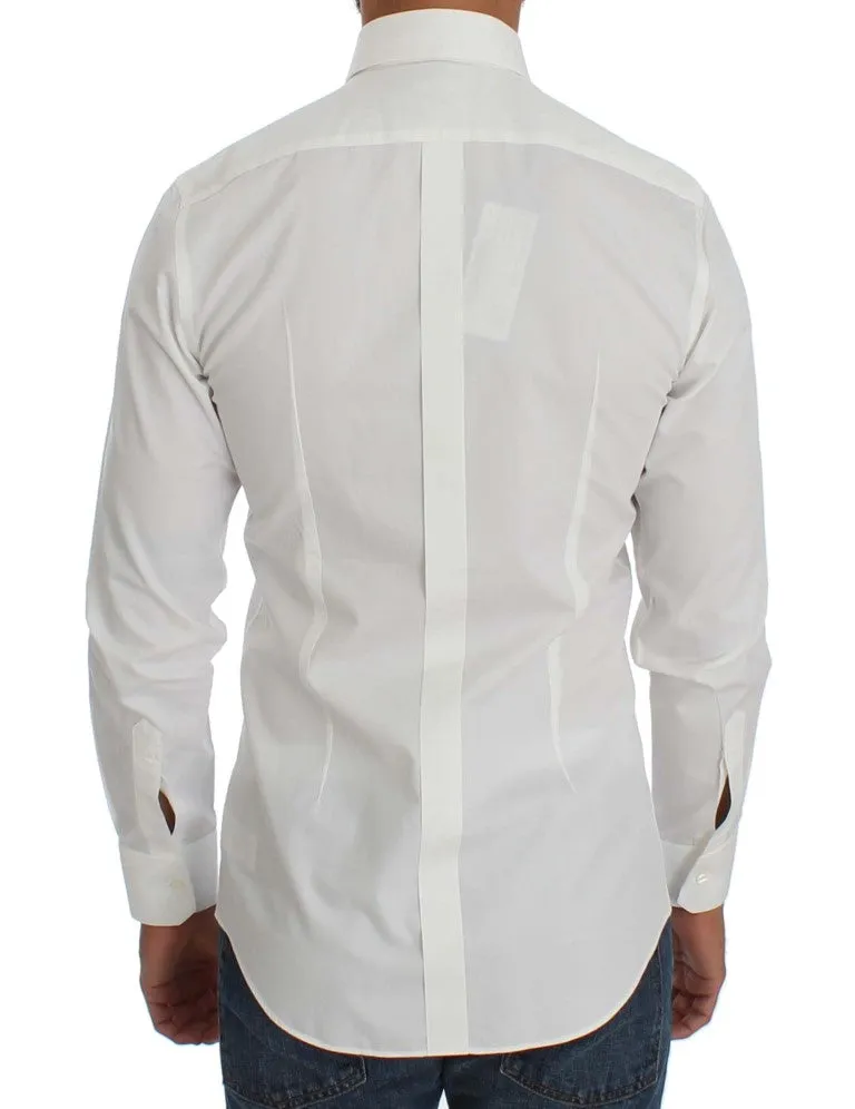 White Cotton Silk GOLD Slim Fit Shirt