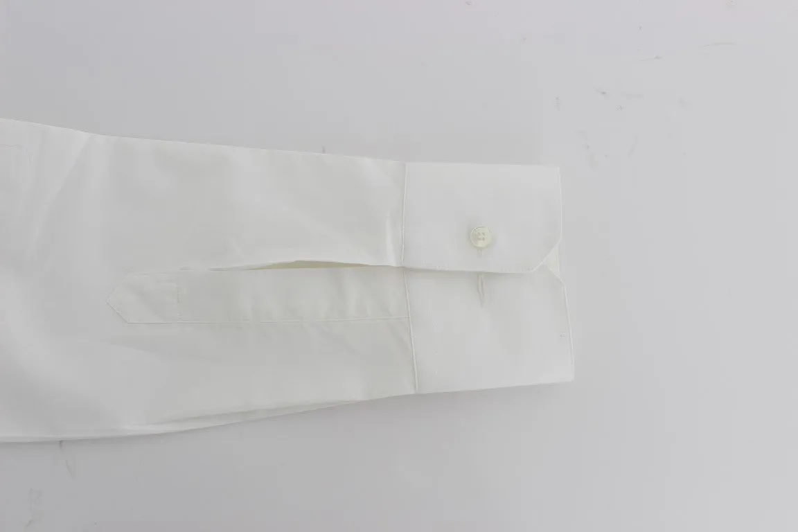 White Cotton Silk GOLD Slim Fit Shirt
