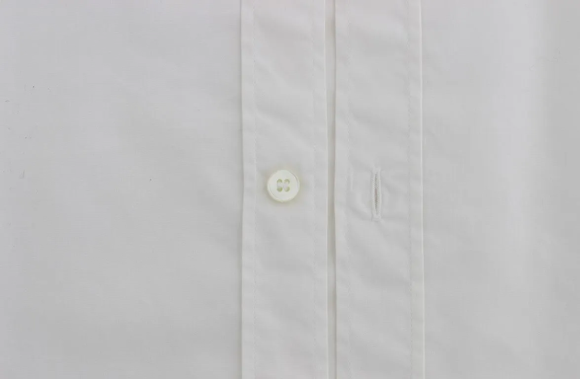 White Cotton Silk GOLD Slim Fit Shirt