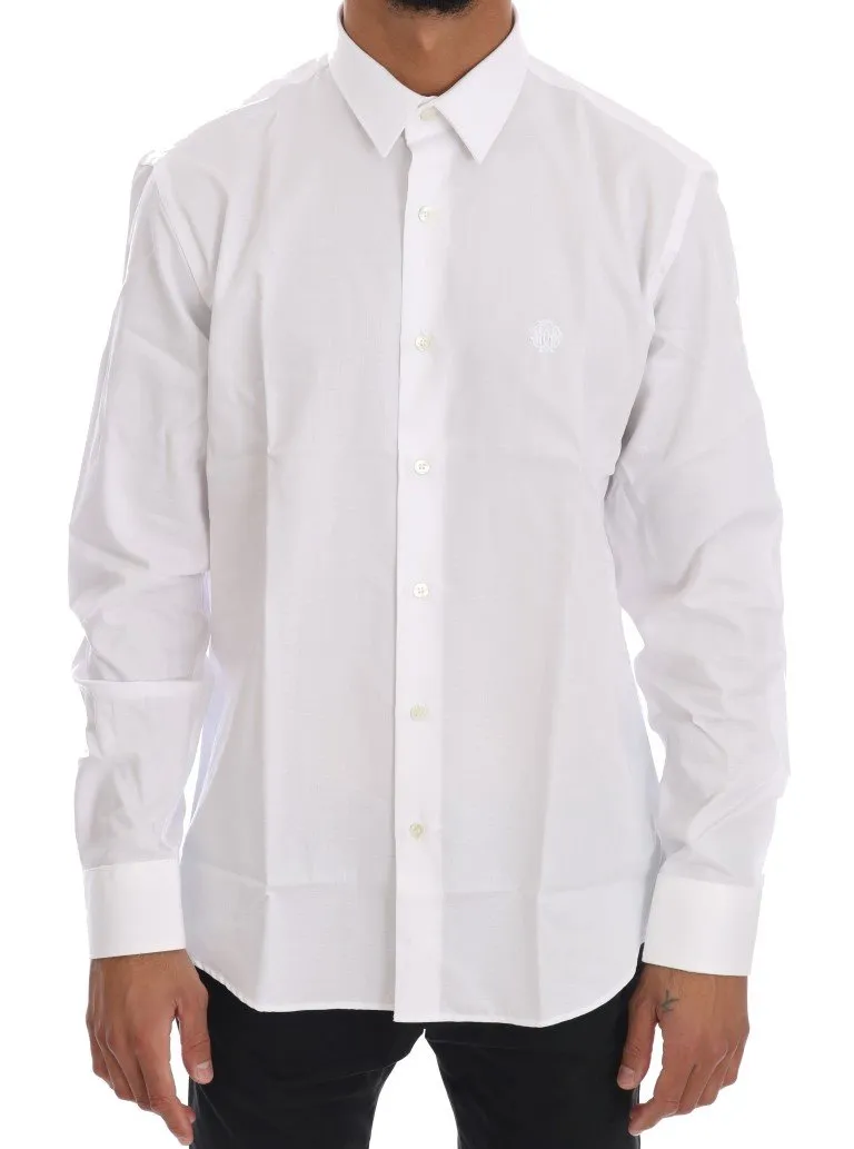 White Cotton Slim Fit Dress Shirt