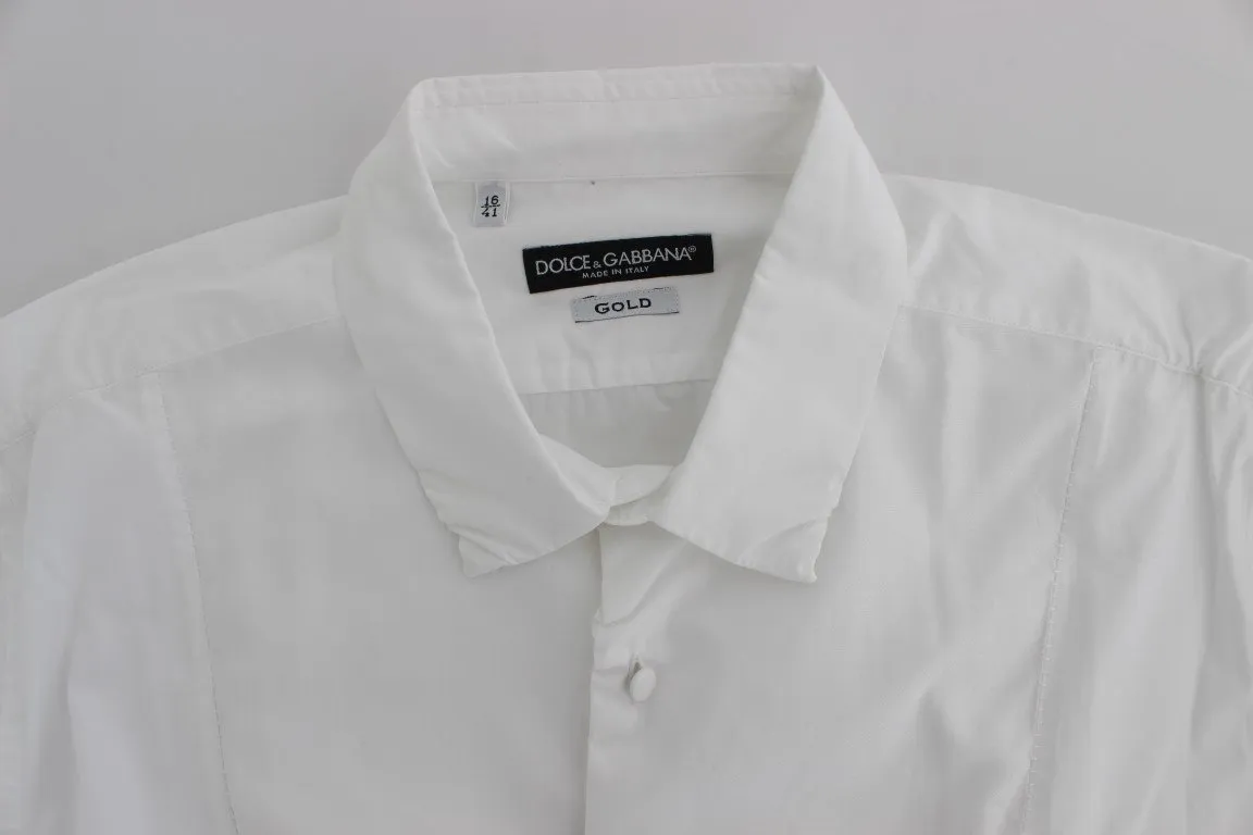 White Cotton Slim GOLD Formal Shirt