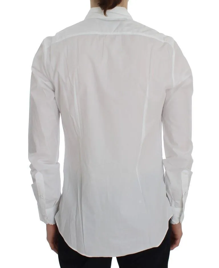 White Cotton Slim GOLD Formal Shirt