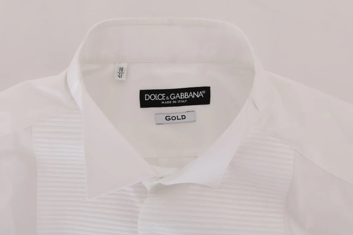 White Cotton Slim GOLD Formal Shirt