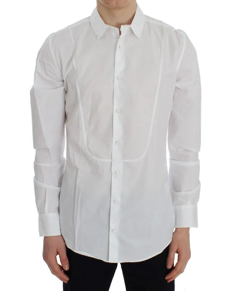 White Cotton Slim GOLD Formal Shirt