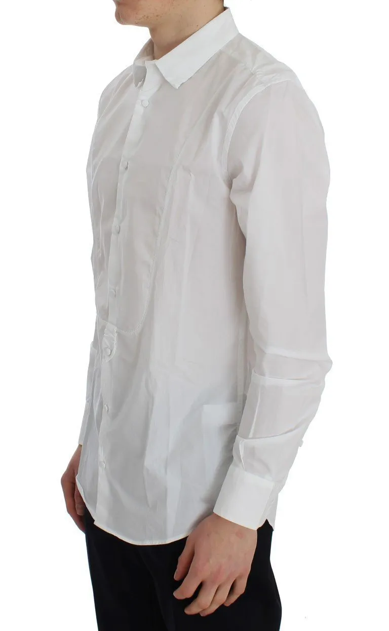 White Cotton Slim GOLD Formal Shirt