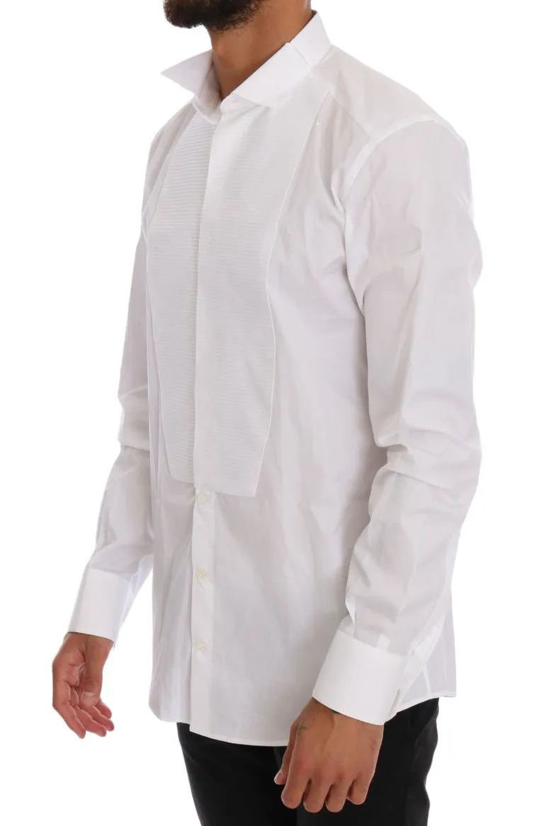 White Cotton Slim GOLD Formal Shirt